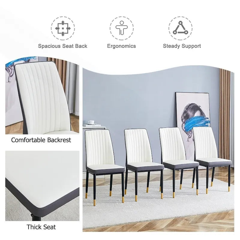 Elegante set di sedie da pranzo con schienale alto per varie stanze, materiale in PU migliorato