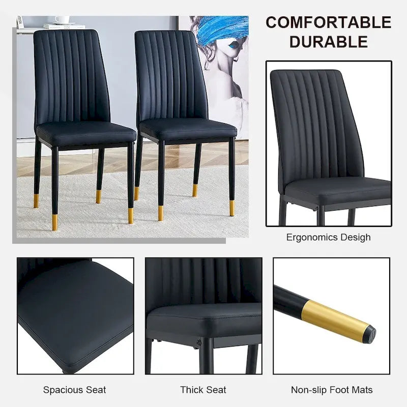 Elegante set di sedie da pranzo con schienale alto per varie stanze, materiale in PU migliorato