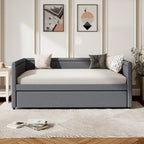 Divano letto a una piazza imbottito con letto estraibile in lino moderno, nessuna molla necessaria
