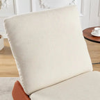 Poltrona Reclinabile a Dondolo Moderna in Velluto a Coste Arancione+Beige con Poggiapiedi e Gamba in Ecopelle per Soggiorno, Camera da Letto