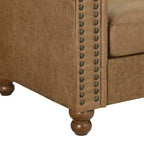 Divano Chesterfield imbottito in tessuto marrone da 74,5" con schienale trapuntato, 2 poggiatesta e cuscini in spugna