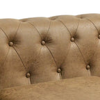 Divano Chesterfield imbottito in tessuto marrone da 74,5" con schienale trapuntato, 2 poggiatesta e cuscini in spugna
