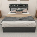 Letto Queen Size con Piattaforma | 4 Cassetti Contenitore | 2 Porte USB | LED RGB con 358 Modalità | 400 kg | Grigio Scuro