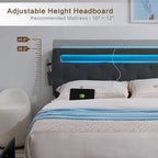 Letto Queen Size con Piattaforma | 4 Cassetti Contenitore | 2 Porte USB | LED RGB con 358 Modalità | 400 kg | Grigio Scuro