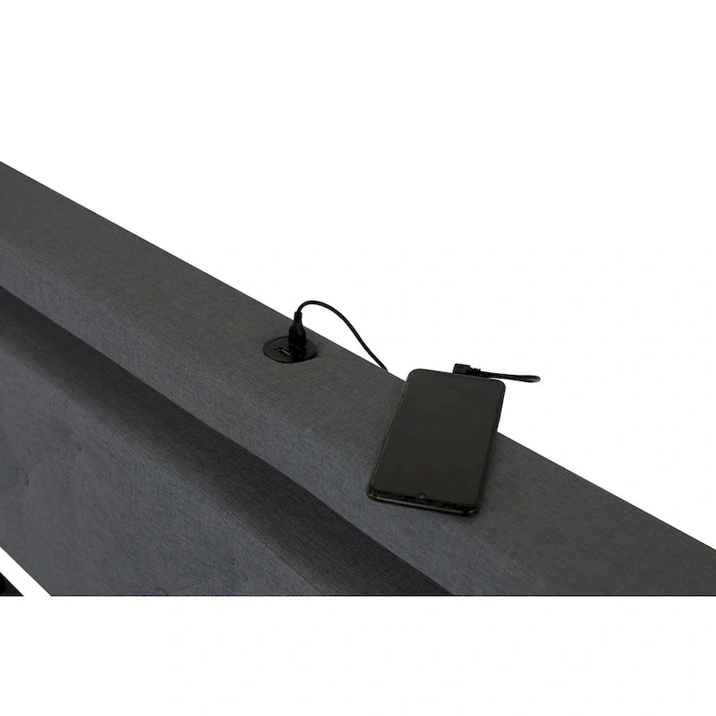 Letto Queen Size con Piattaforma | 4 Cassetti Contenitore | 2 Porte USB | LED RGB con 358 Modalità | 400 kg | Grigio Scuro