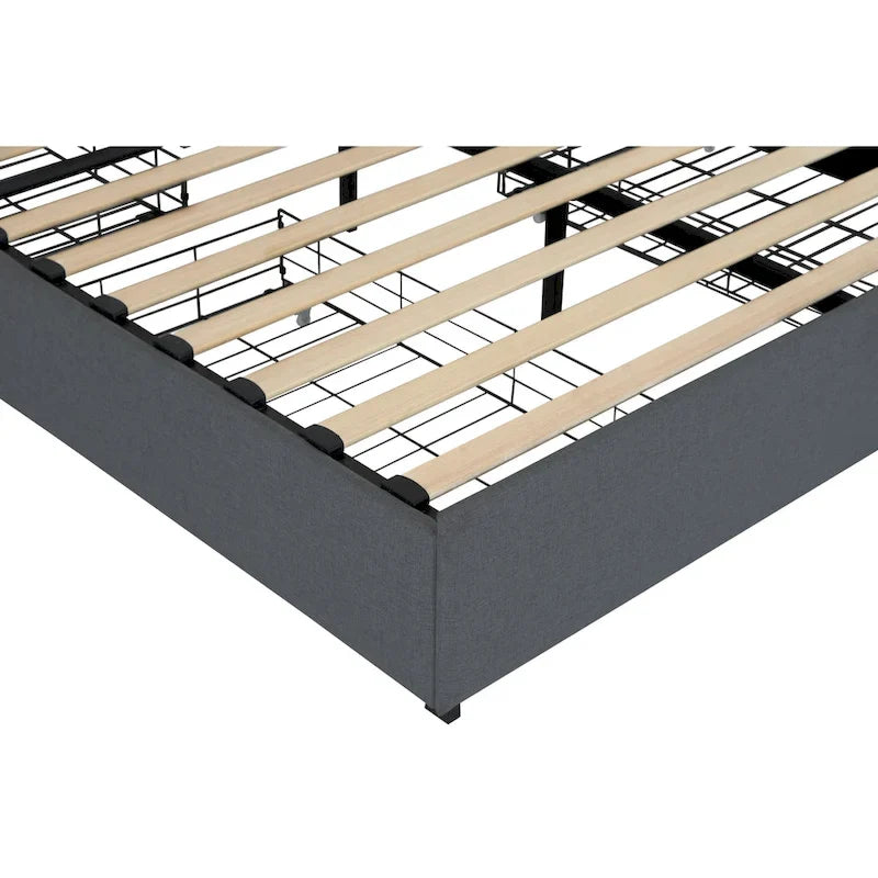 Letto Queen Size con Piattaforma | 4 Cassetti Contenitore | 2 Porte USB | LED RGB con 358 Modalità | 400 kg | Grigio Scuro