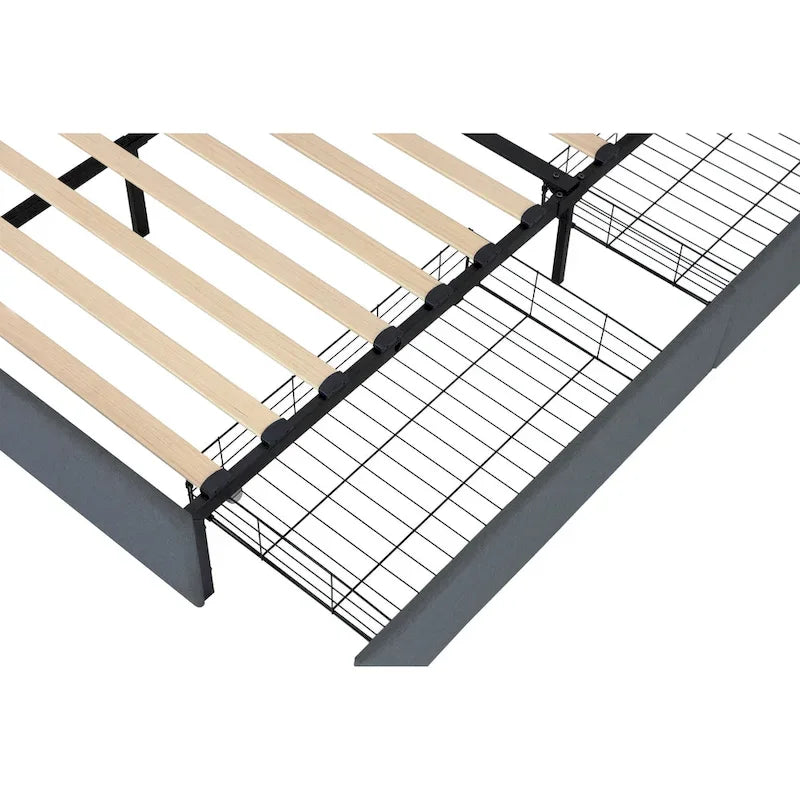 Letto Queen Size con Piattaforma | 4 Cassetti Contenitore | 2 Porte USB | LED RGB con 358 Modalità | 400 kg | Grigio Scuro