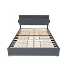 Letto Queen Size con Piattaforma | 4 Cassetti Contenitore | 2 Porte USB | LED RGB con 358 Modalità | 400 kg | Grigio Scuro