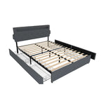 Letto Queen Size con Piattaforma | 4 Cassetti Contenitore | 2 Porte USB | LED RGB con 358 Modalità | 400 kg | Grigio Scuro