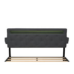 Letto Queen Size con Piattaforma | 4 Cassetti Contenitore | 2 Porte USB | LED RGB con 358 Modalità | 400 kg | Grigio Scuro