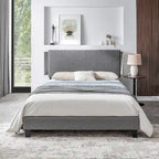 Letto Imbottito a Piattaforma Queen Grigio | Supporto a Doghe in Legno | Tutti i Tipi di Materasso | 227 kg