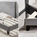 Letto Imbottito a Piattaforma Queen Grigio | Supporto a Doghe in Legno | Tutti i Tipi di Materasso | 227 kg