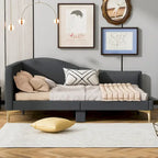 Daybed imbottito grigio matrimoniale con bracciolo | Stile moderno | Nessuna rete a doghe necessaria