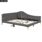 Daybed imbottito grigio matrimoniale con bracciolo | Stile moderno | Nessuna rete a doghe necessaria