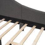 Daybed imbottito grigio matrimoniale con bracciolo | Stile moderno | Nessuna rete a doghe necessaria