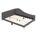 Daybed imbottito grigio matrimoniale con bracciolo | Stile moderno | Nessuna rete a doghe necessaria