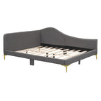 Daybed imbottito grigio matrimoniale con bracciolo | Stile moderno | Nessuna rete a doghe necessaria