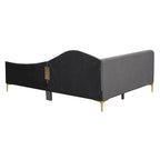 Daybed imbottito grigio matrimoniale con bracciolo | Stile moderno | Nessuna rete a doghe necessaria