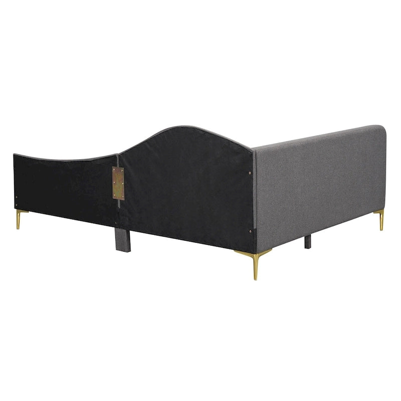 Daybed imbottito grigio matrimoniale con bracciolo | Stile moderno | Nessuna rete a doghe necessaria