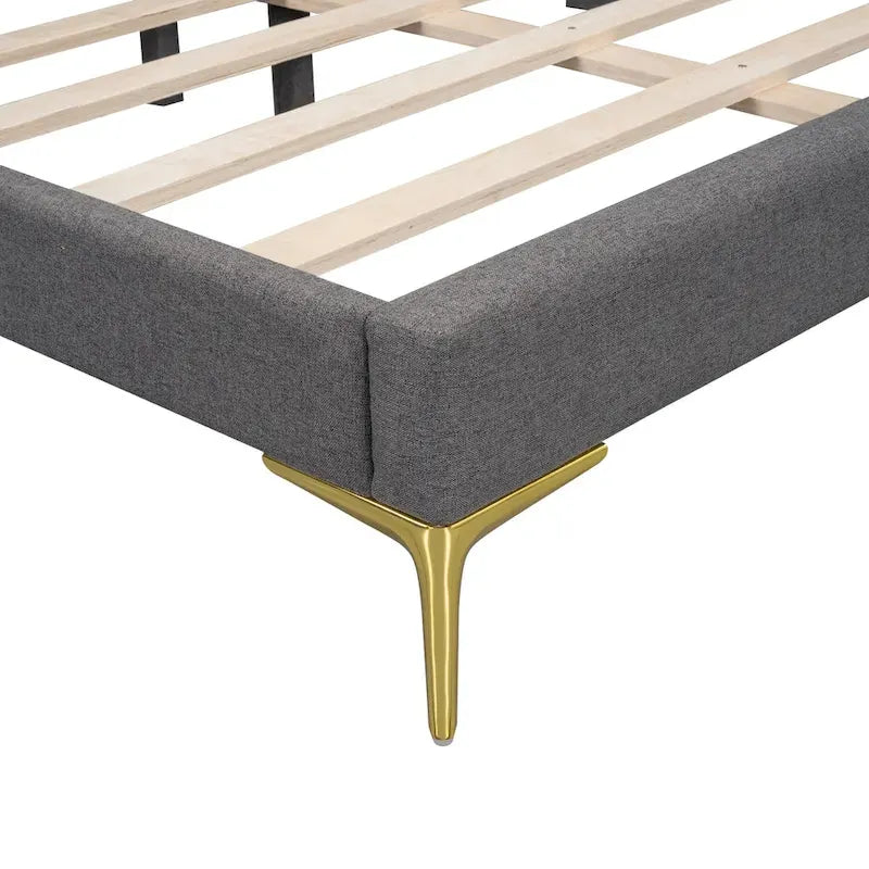 Daybed imbottito grigio matrimoniale con bracciolo | Stile moderno | Nessuna rete a doghe necessaria