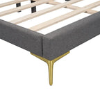 Daybed imbottito grigio matrimoniale con bracciolo | Stile moderno | Nessuna rete a doghe necessaria
