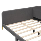Daybed imbottito grigio matrimoniale con bracciolo | Stile moderno | Nessuna rete a doghe necessaria