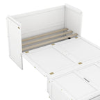 Letto a scomparsa in pino massiccio a grandezza naturale con porta di ricarica USB e cassetto portaoggetti | Salvaspazio