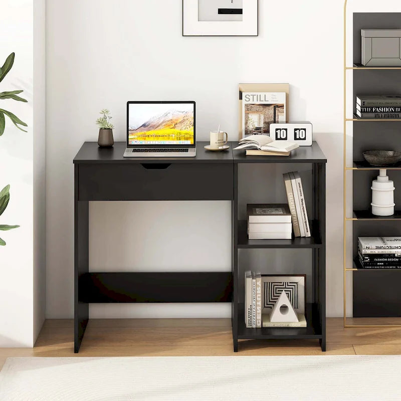 Scrivania con piano sollevabile e vano portaoggetti nascosto | Nera | 100 x 48 cm
