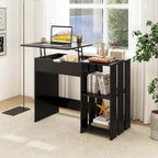 Scrivania con piano sollevabile e vano portaoggetti nascosto | Nera | 100 x 48 cm