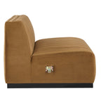 Poltrona senza braccioli in velluto Channel Tufted | Poltroncina moderna | Stile per il soggiorno