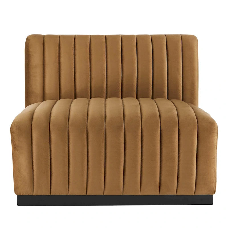 Poltrona senza braccioli in velluto Channel Tufted | Poltroncina moderna | Stile per il soggiorno