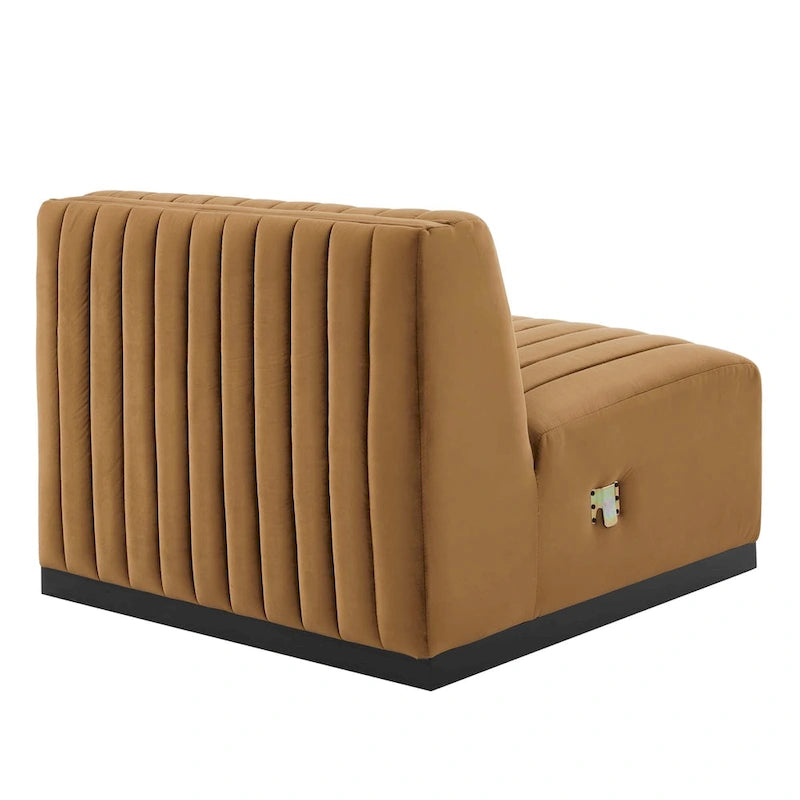 Poltrona senza braccioli in velluto Channel Tufted | Poltroncina moderna | Stile per il soggiorno