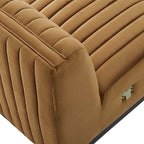 Poltrona senza braccioli in velluto Channel Tufted | Poltroncina moderna | Stile per il soggiorno