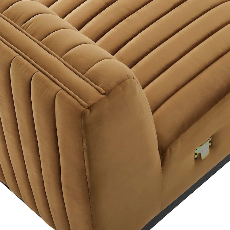 Poltrona senza braccioli in velluto Channel Tufted | Poltroncina moderna | Stile per il soggiorno