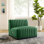 Poltrona senza braccioli in velluto Channel Tufted | Poltroncina moderna | Stile per il soggiorno