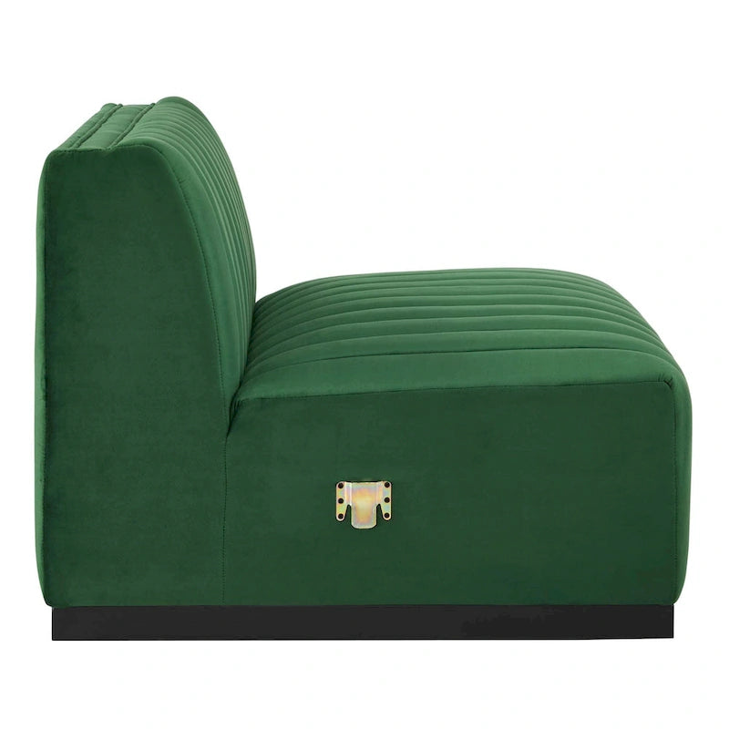 Poltrona senza braccioli in velluto Channel Tufted | Poltroncina moderna | Stile per il soggiorno