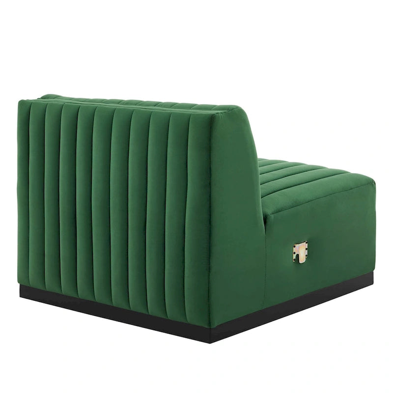 Poltrona senza braccioli in velluto Channel Tufted | Poltroncina moderna | Stile per il soggiorno