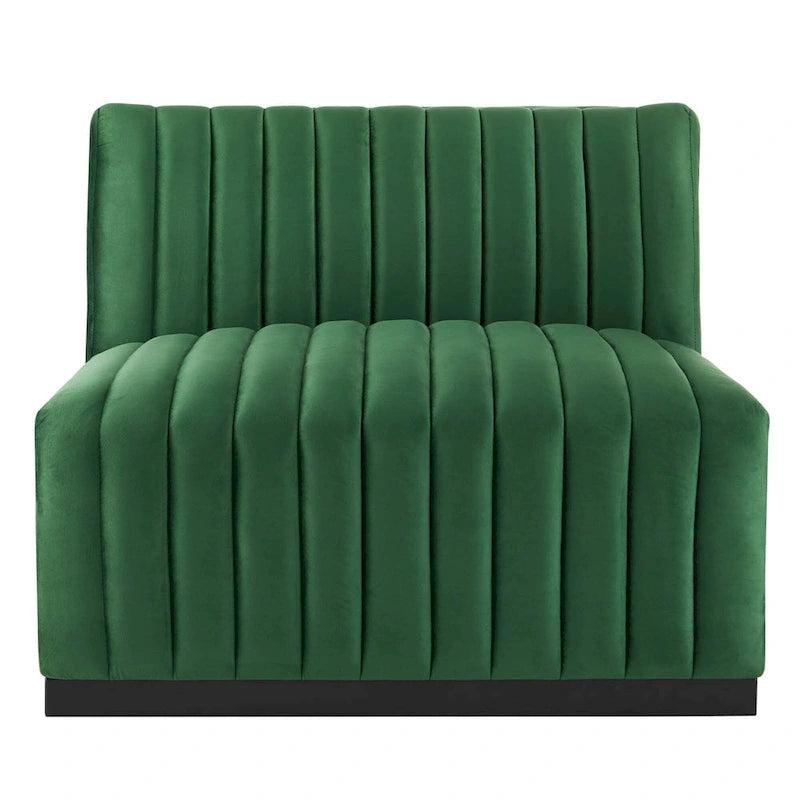 Poltrona senza braccioli in velluto Channel Tufted | Poltroncina moderna | Stile per il soggiorno