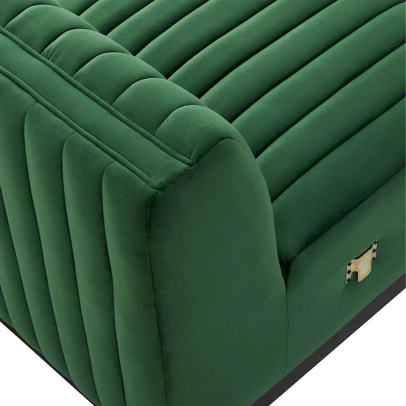 Poltrona senza braccioli in velluto Channel Tufted | Poltroncina moderna | Stile per il soggiorno