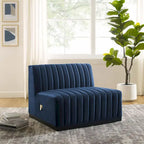 Poltrona senza braccioli in velluto Channel Tufted | Poltroncina moderna | Stile per il soggiorno