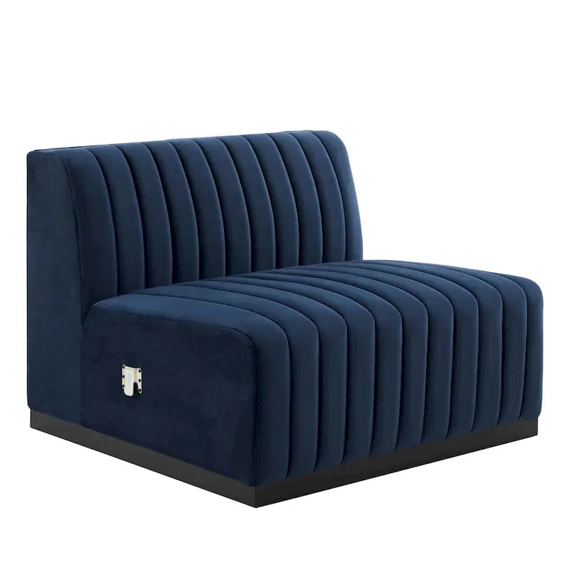 Poltrona senza braccioli in velluto Channel Tufted | Poltroncina moderna | Stile per il soggiorno
