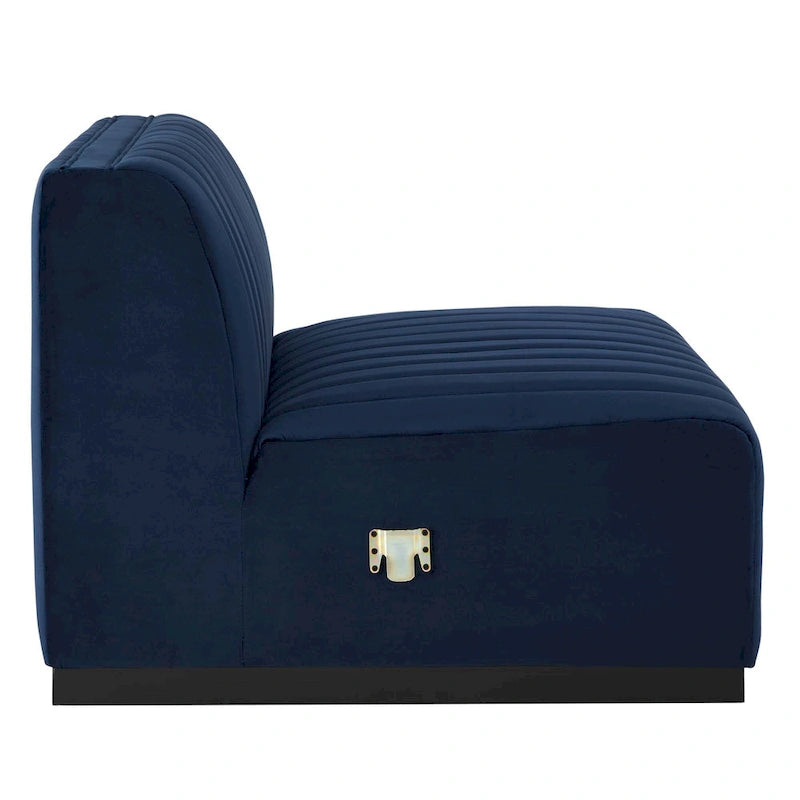 Poltrona senza braccioli in velluto Channel Tufted | Poltroncina moderna | Stile per il soggiorno