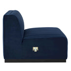 Poltrona senza braccioli in velluto Channel Tufted | Poltroncina moderna | Stile per il soggiorno