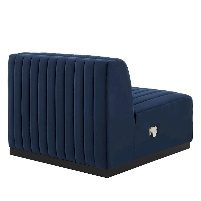 Poltrona senza braccioli in velluto Channel Tufted | Poltroncina moderna | Stile per il soggiorno