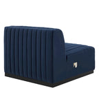 Poltrona senza braccioli in velluto Channel Tufted | Poltroncina moderna | Stile per il soggiorno