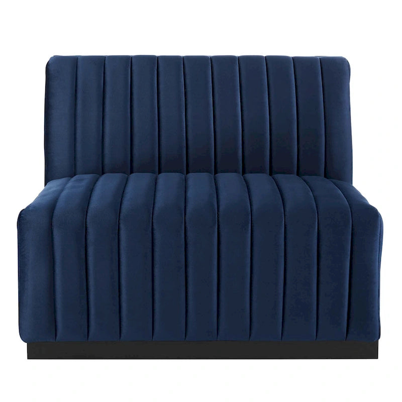 Poltrona senza braccioli in velluto Channel Tufted | Poltroncina moderna | Stile per il soggiorno
