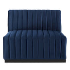 Poltrona senza braccioli in velluto Channel Tufted | Poltroncina moderna | Stile per il soggiorno