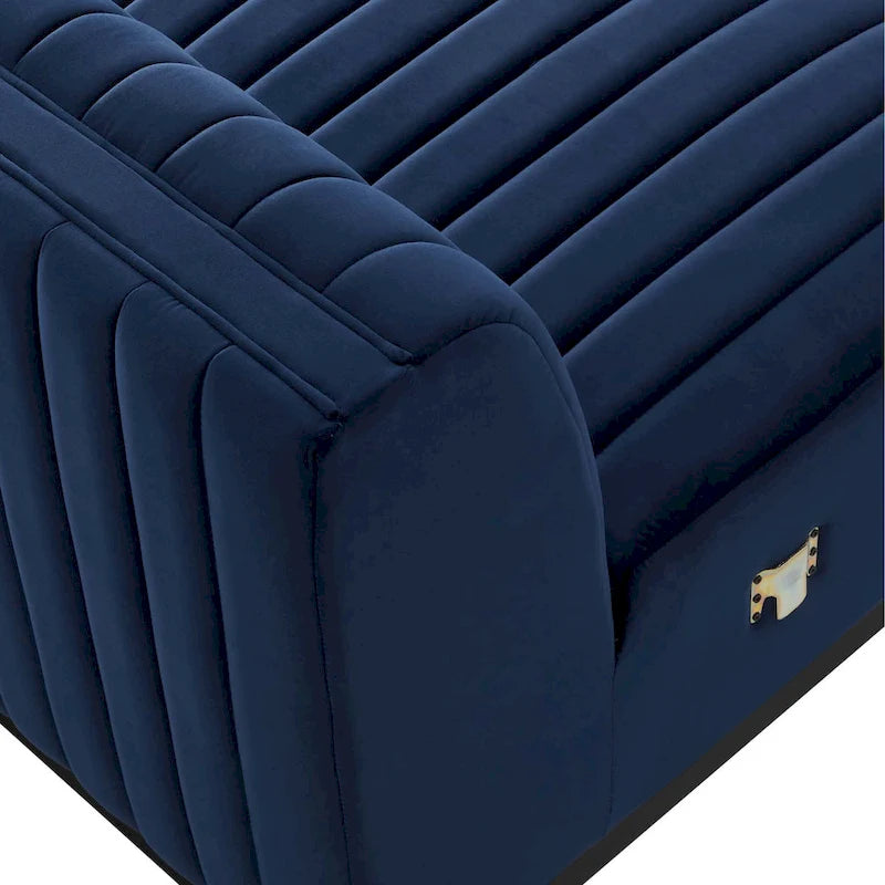 Poltrona senza braccioli in velluto Channel Tufted | Poltroncina moderna | Stile per il soggiorno