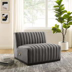 Poltrona senza braccioli in velluto Channel Tufted | Poltroncina moderna | Stile per il soggiorno