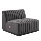 Poltrona senza braccioli in velluto Channel Tufted | Poltroncina moderna | Stile per il soggiorno